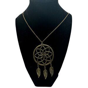 Vintage Gold Dreamcatcher Pendant Necklace 24-27 inches